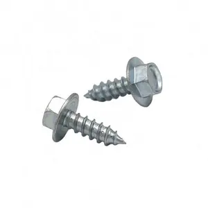 Galvanized Carbon Steel Hex washer head self tapping screws with indentation