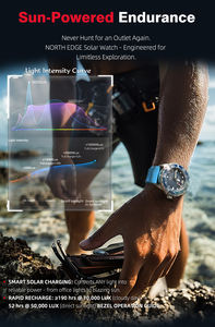 NORTH EDGE TRITON Stainless Steel Diving <b>Watch</b> Solar Powered Quartz <b>Watch</b> <b>Outdoor</b> Waterproof Long Endurance Rotatable Bezel 2025 - Product Image 3