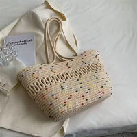 Sac à main en corde de coton - Sac de plage tissé d'été pour femmes Design polyvalent et décontracté avec poignée et bandoulière Sac en paille