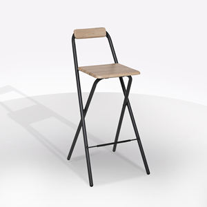 Sgabello Alto Modello Louna Nero e Naturale - Product Image 1