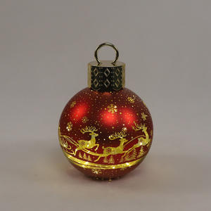 गुआनमी Gm9050 लक्जरी क्रिसमस ग्लास 15 सेमी व्यास ठोस लाल पारा फिनिश होम डेकोर एलईडी लाइट फैक्टरी प्रत्यक्ष बिक्री - Product Image 2