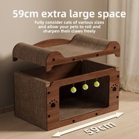 Mobilier de luxe pour chat : Griffoir et lit tout-en-un en carton durable, anti-déchirure, pour toutes les saisons, avec structure d'escalade verticale et jouet