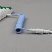 Câble USB Type-C enroulé sur mesure pour clavier mécanique de jeu avec gaine en nylon, design aviateur métallique détachable, charge rapide 3A