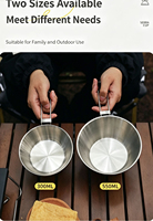Bol pliable en acier inoxydable 304 de qualité alimentaire pour l'extérieur, bol à riz portable pour pique-nique, tasse pliable pour barbecue, ustensiles de cuisine de camping