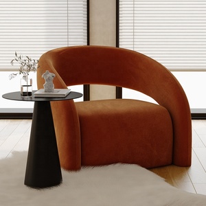 Divani in Velluto, Poltrona Singola in Legno Stile Nordico, Sedia da Ufficio in Tessuto <span class=keywords><strong>e</strong></span> Pelle, Set di Mobili di Lusso Moderni di Metà Secolo per Soggiorno - Product Image 5