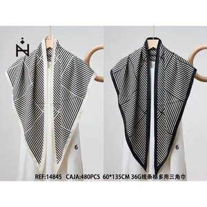 Sciarpa Triangolare 60x135cm 36G a Righe, Accessorio Multifunzione per il Collo - Product Image 3