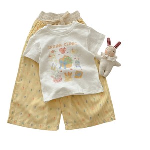 Tongxingyuan Girls Summer Outfit Cartoon Print T-Shirt Wide Leg Pants Set Breathable Thin Fabric For Kids - Product Image 5
