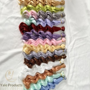 Perruque pour poupée BJD SD, fibre haute température, <span class=keywords><strong>boucles</strong></span> en forme de nouilles, 15 cm, mèche de <span class=keywords><strong>cheveux</strong></span> synthétiques pré-collée pour la fabrication de poupées DIY - Product Image 4