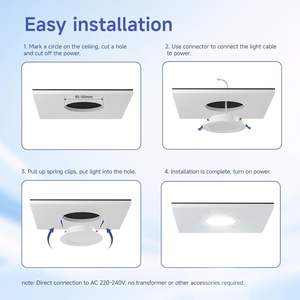 Lámpara de Techo Empotrada Redonda y Cuadrada Ajustable Office 3CCT, Panel LED de 4-8 Pulgadas, 3W 6W 9W, IP44, Aluminio, para el Hogar - Product Image 3
