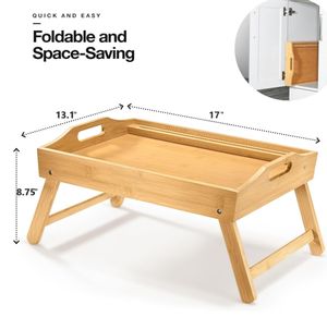 Kahvaltı tepsisi bambu yatak tepsisi yatak ve masa tepsisi katlanır bacaklar Laptop standı ve kolu - Product Image 6