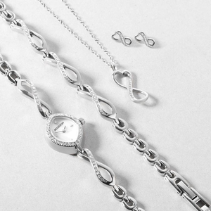 2025 New Fashion Analog Dial Display Casual <strong>Women's</strong> <strong>Watch</strong> <strong>Set</strong> with Pearl Dial Stainless Steel Chain Oval Diamond Quartz - Product Image 3