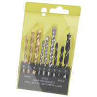 Dr. Ensemble de 9 forets hélicoïdaux allongés à tige droite en acier rapide, haute dureté, pour perçage du métal, avec boîte en plastique