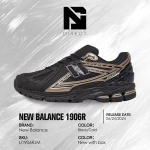 New Balance 1906r Noir Or Chaussures de course respirantes en maille à lacets pour hommes - Product Image 6