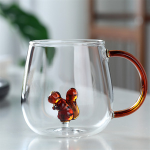 Tazza in <span class=keywords><strong>Vetro</strong></span> Borosilicato <span class=keywords><strong>Rosa</strong></span> a Forma di Fenicottero, Fatta a Mano, Simpatica Tazza 3D per Latte e Tè con Manico - Product Image 3