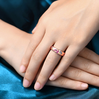 Bague papillon en argent sterling 925 plaqué or rose, bague à bande incrustée de pierres colorées, bague de doigt papillon multicolore