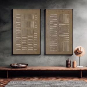 Peinture texturée Wabi-Sabi peinte à la main sur toile, décoration murale pour villa de luxe, décoration intérieure minimaliste - Product Image 4