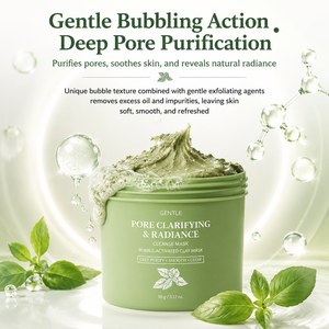 <span class=keywords><strong>Masque</strong></span> facial à l'argile profondément nettoyant au basilic sacré et à l'eau carbonatée, à rincer, pour un nettoyage en profondeur des pores et des points noirs - Product Image 2