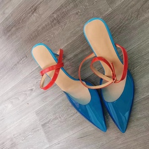 Sandales à talons hauts transparentes bleues à boucle croisée, bout fermé, pour femmes, escarpins d'été à talon aiguille, grandes tailles jusqu'au 47 - Product Image 6