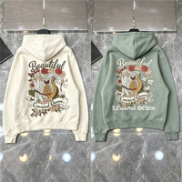 Sweat-shirt en coton pour homme, fermeture éclair, 380 GSM, imprimé, cordon de serrage, poche kangourou, broderie de logo personnalisée