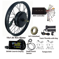 Kit de conversion de moteur de moyeu arrière sans balais et sans engrenages pour vélo électrique Fat Ebike 19 pouces, jante 19x1.85, 60V 72V 3000W