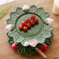 Service de table en céramique personnalisé avec motif fraise vintage, comprenant un bol, vaisselle en porcelaine pour une célébration mignonne