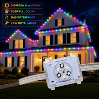 Éclairage de Noël extérieur permanent IP68 de 300, 400 et 500 pieds, DC 48V, type méduse, RGBW, 6 LED, projecteurs sur rail pour maison