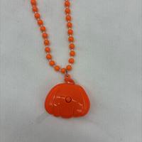 Collier lumineux d'Halloween avec grand pendentif citrouille orange, chaîne de perles, accessoire effrayant pour défilé festif