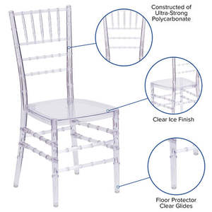 Hot <b>Sale</b> Chiavari Wedding <b>Chair</b> Stackable Clear Crystal Plastic Acrylic Resin Portable Tiffany Style - Product Image 5