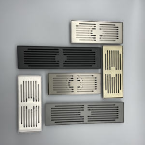 Escurridor cuadrado de línea estrecha de acero inoxidable, drenaje de suelo SUS304 grueso largo gris mate de fábrica de tamaño personalizado - Product Image 1