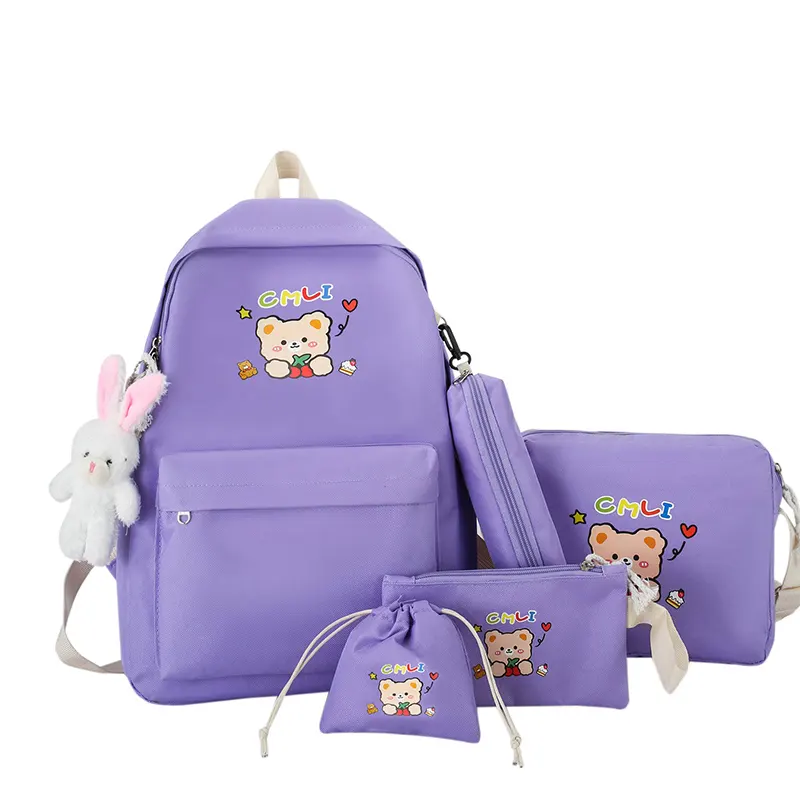 5 pièces un ensemble sacs d'école enfant école sacs à dos adolescent filles nouveau dessin animé sac à dos enfants sac cartable