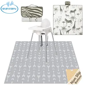 Babyshow 51" Polyester Splat Mat For Under High Chair/arts/crafts Baby Washable Spill Mat Waterproof Anti-slip Floor Splash Mat