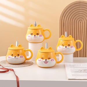 Cute <b>Dog</b> <b>Ceramic</b> Coffee Mug Animal Porcelain Mug with Spoon - Product Image 6
