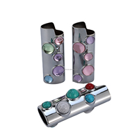 Étui à briquet en alliage de zinc clouté de pierres turquoise, coloré, vente en gros d'usine, pour accessoire de fumeur