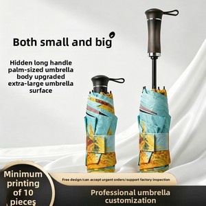 Mini parapluie pliant 5 sections avec poignée rétractable, protection solaire et anti-pluie, cadeau tendance, vente en gros, logo personnalisé - Product Image 2