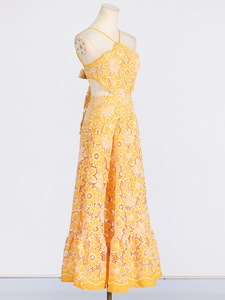 Alla moda eleganti con scollo a schiena scoperta senza maniche <span class=keywords><strong>fiori</strong></span> Casual Slip abiti da festa <span class=keywords><strong>Midi</strong></span> donna - Product Image 3