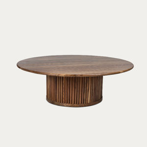 Table basse ronde en bois massif de chêne naturel moderne pour salon, chambre d'hôtel, table basse de luxe pour l'extérieur, table basse unique - Product Image 3