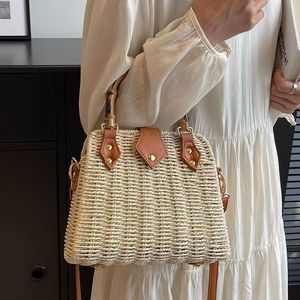 Grand <span class=keywords><strong>sac</strong></span> fourre-tout décontracté pour femmes, <span class=keywords><strong>sac</strong></span> à main en paille d'été pour la plage avec poignée en rotin tressé et chaîne - Product Image 2