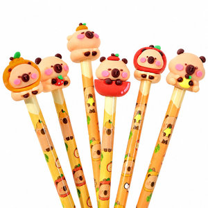 Lápices de madera HB con diseño de capibara 3D, goma de borrar y figuras de frutas (naranja y manzana) para estudiantes, kit de regalo de papelería para <span class=keywords><strong>dibujo</strong></span> y escritura. - Product Image 1