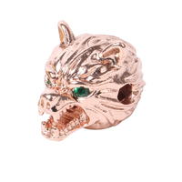 Perles d'espacement pour bracelet, breloques en métal pour collier, tête de loup, yeux verts, accessoires pour la fabrication de bijoux
