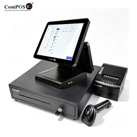 ComPOSxb POS1619D Sistema POS Táctil Todo en Uno de 15 Pulgadas con Impresora, Escáner y Caja Registradora - Pantalla Táctil Capacitiva, WiFi 2.4G/5G, Bluetooth