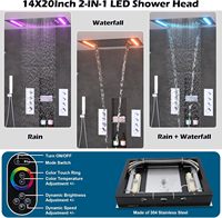 Système de douche pluie LED à fixation au plafond, double pomme de douche de 6 pouces, ensemble de robinets thermostatiques à commande manuelle 4 fonctions