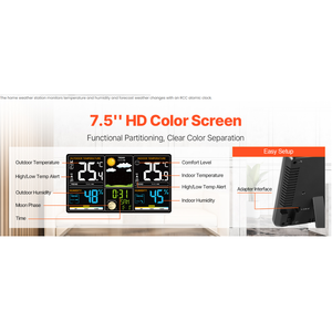 Estación Meteorológica VEVOR para Interiores y Exteriores, Pantalla a Color Grande de 7.5 Pulgadas, Estación Meteorológica Digital Inalámbrica para el Hogar, con Sensor y Reloj Atómico - Product Image 4