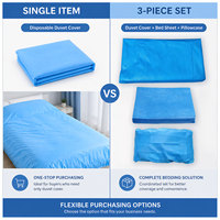 Ensemble de linge de lit jetable en PP non tissé, housse de couette, taie d'oreiller, drap de lit, imperméable, pour hôtel, hôpital, spa