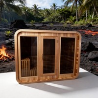 Mini sauna familial avec poêle électrique 3 kW, vapeur humide, pour appartement, panneau de commande intelligent, en bois de sapin Hemlock