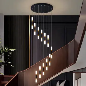 โคมไฟระย้าติดเพดานแบบเกลียวสีทองสีดำที่ทันสมัยสำหรับแขวนในร่มโคมไฟ LED สำหรับตกแต่งบ้าน