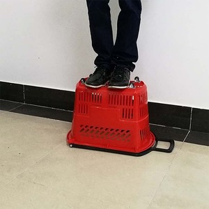 Panier de courses de supermarché en plastique vert de qualité supérieure, taille et couleur personnalisées en usine, <span class=keywords><strong>40</strong></span>, 45, 50 L, avec roues - Product Image 4