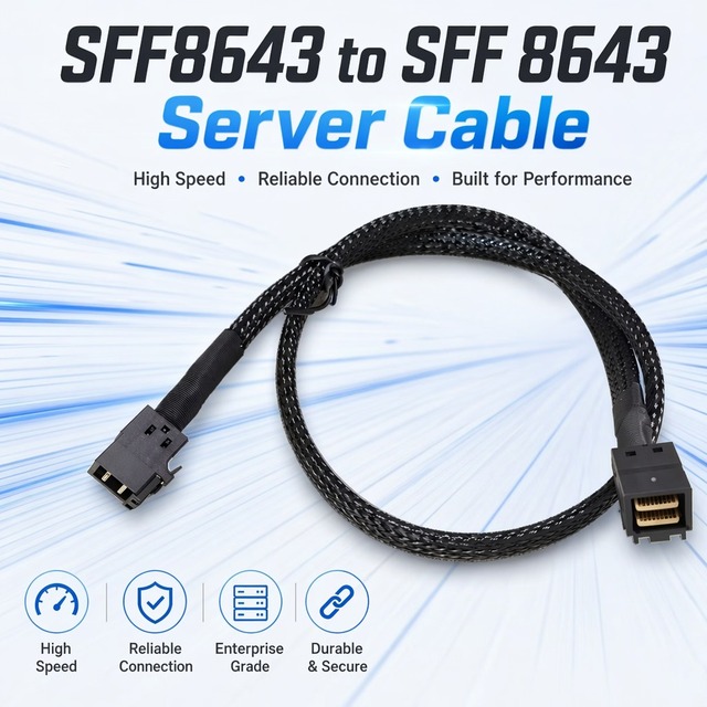 36-Pin Interface SFF-8643 Server Wire 100-Ohm Impedance Control Double Shielded Aluminum Foil Data Center Storage Cable