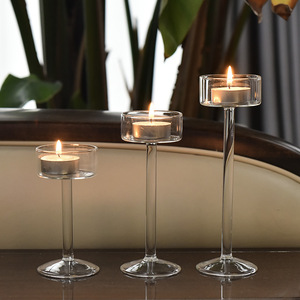 בעבודת יד ארוך-גזע זכוכית נר מחזיק קריסטל נרות stand עבור חתונות קישוטים - Product Image 4