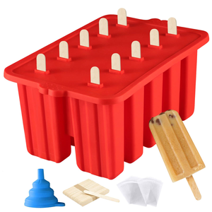 Moule à glaces en silicone alimentaire à 10 cavités, support pour bâtonnets de glace, sans BPA, pour glaces maison avec bâtonnets - Product Image 1