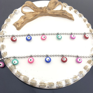 Cadena de cuentas de acero inoxidable multicolor con ojo turco |   Cadena de Bolas con Ojo Turco para la Creación de Joyería DIY |   Se vende por metro o por rollo - Product Image 6